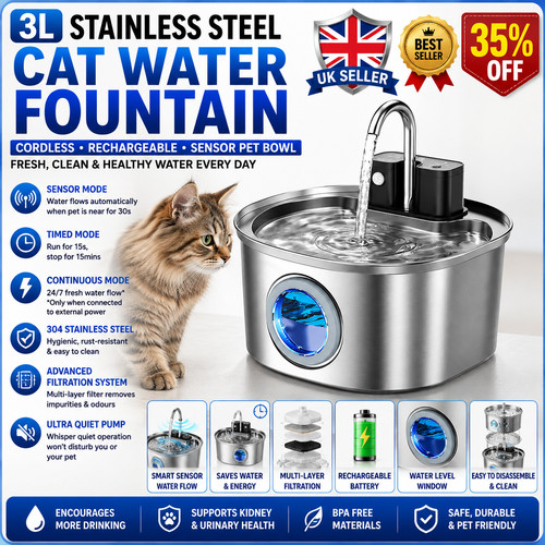 Stainless steel cat water - steel,